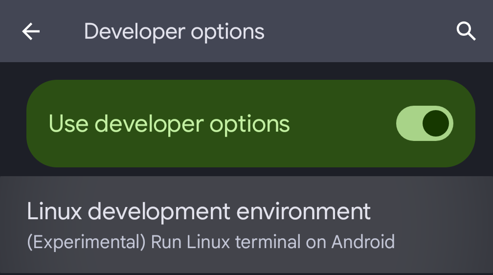 dev options linux environment